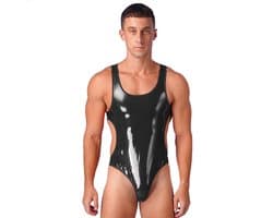 Porno jumpsuit heren - Lakleer - Latex look - BDSM - Erotische kleding - Hemd