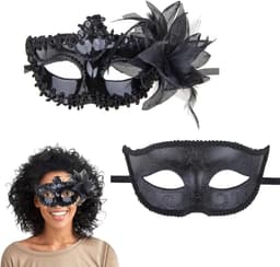2 Pak Venetiaanse Maskers - Voor vrouwen en mannen - Halloween Carnaval Party Kostuum — thumbnail 1