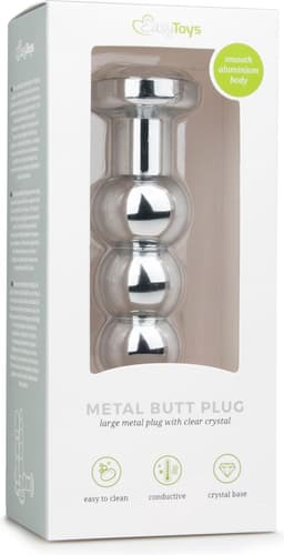 EasyToys - Dunne Buttplug met Kristal - Metalen Buttplug - Buttplugs - Buttplug Metaal - Anal Plug - Sex Toys voor Vrouwen en Mannen - Seksspeeltjes - Zilver — thumbnail 2