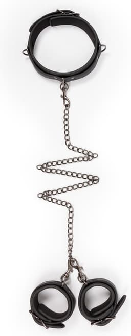 EasyToys - Kunstleren Halsband met Handboeien - Duurzaam - Bondage Set - Handboeien - BDSM Set - BDSM Toys - Rollenspel Erotiek - Erotisch Spel - Sex Toys voor Vrouwen en Mannen - Zwart — thumbnail 5
