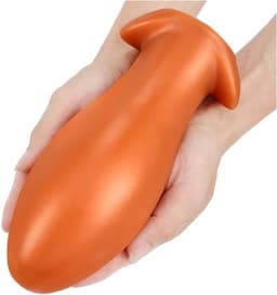 Buttplug XXL Ø8,5 cm Anal Plug - Egg - Butplug Buigzaam Siliconen - Oranje - Groot - Inbrengbare lengte 20 cm — thumbnail 4