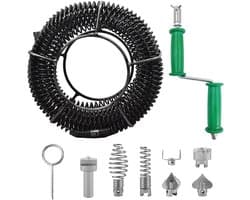 Wire Drain Cleaner for Tubes, 9 m, Diameter 16 mm, Drain Cleaner with 8 Pieces, Drain Cleaner - ShopVlot