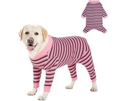 Herstelpak Voor Honden na Operatie, Hondenbody na Op Anti-Likken Onesie, Verstelbaar Lichaamspak, Lange Mouwen Ademend, Postoperatief Voor Kleine, Middelgrote Honden (Roze, XL)