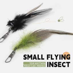 Kattentoverstaf speelgoed vervanging - 12 stuks insecten kat veer speelgoed vullingen, teaser toverstaf hulpstukken, interactief speelgoed voor binnenkatten kittens — thumbnail 4