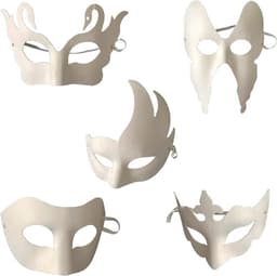 Set van 10 witte halve maskers voor een gemaskerd bal, feest, carnaval, rollenspel, opera (wit) — thumbnail 3