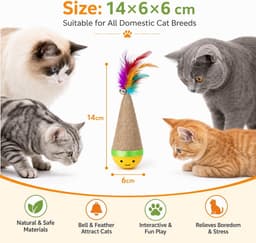 Kattenspeelgoed met veer en bel, kraboppervlak van sisal, zelfopbouwend speelgoed voor katten — thumbnail 4