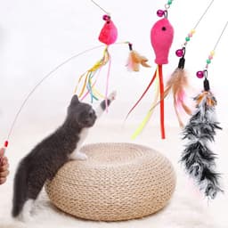 7 stuks, kattenhengel met veren, interactief kattenspeelgoed, kattenhengel met hanger, veer bel, kattenspeelgoedset voor kittens en katten — thumbnail 5