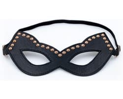 Cat mask met studs / Rose goud / Rosy gold / Zwart PU leer