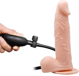 Baile BW-008067AQ - Opblaasbare Dildo - Vibrerend - 19.3 x 4.3cm - Flesh — thumbnail 1