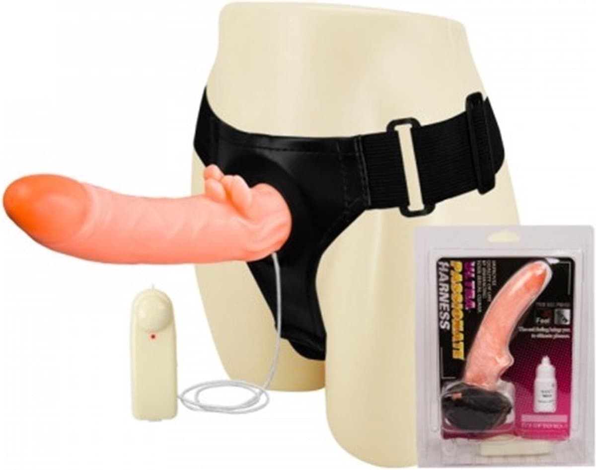 Hismith Vibrerende Strap-on Dildo met Harnas – 17,8 cm – 10 Vibratiestanden – Zwart — afbeelding 1
