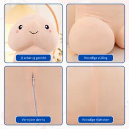 JustValue Penis Knuffel - 90 cm - Erotiek - Bodypillow - Piemel - Zacht - Kussen - Sex Toy - Beige - Vanille - Blank — thumbnail 4