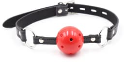 Smart Moves - Ball Gag - Plastic Bal met Ademgaten - Rood/Zwart — thumbnail 1