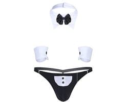 TiaoBug Butlers Stripper kostuum voor heren, stripperkostuum, sexy stripperkostuum, set van vlinderdas, bretels, onderbroek en armbanden