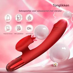 Vitdipy - Vibrator - Stotende Rabbit Vibrator - Verwarmbaar - Pulsing Clitoris en G-spot Stimulator - Vibrators voor Vrouwen Realistisch - Sex Toys voor Koppels - Rood — thumbnail 3