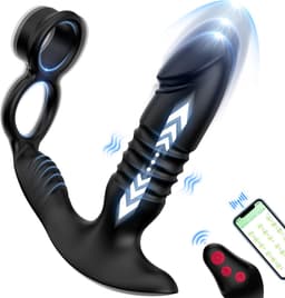 IntiMate® PleasurePulse Prostaat Massager Mannen met Dubbele Cockring - 7 Vibratie- en Stootstanden - Vibrerende Buttplug Met Afstandsbediening en App - Prostaat Stimulator - Luxe Anale Dildo met Penisringen - Alles-in-1 Sex Toys voor Mannen — thumbnail 1