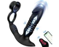 IntiMate® PleasurePulse Prostaat Massager Mannen met Dubbele Cockring - 7 Vibratie- en Stootstanden - Vibrerende Buttplug Met Afstandsbediening en App - Prostaat Stimulator - Luxe Anale Dildo met Penisringen - Alles-in-1 Sex Toys voor Mannen