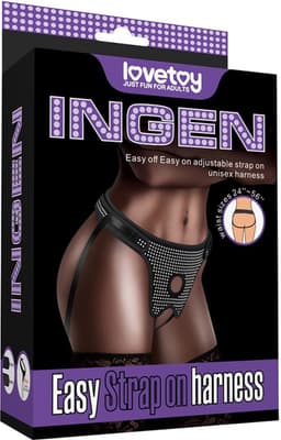 LoveToy - Easy Strap-on Harnas (zonder dildo) - Zwart & Wit — thumbnail 5