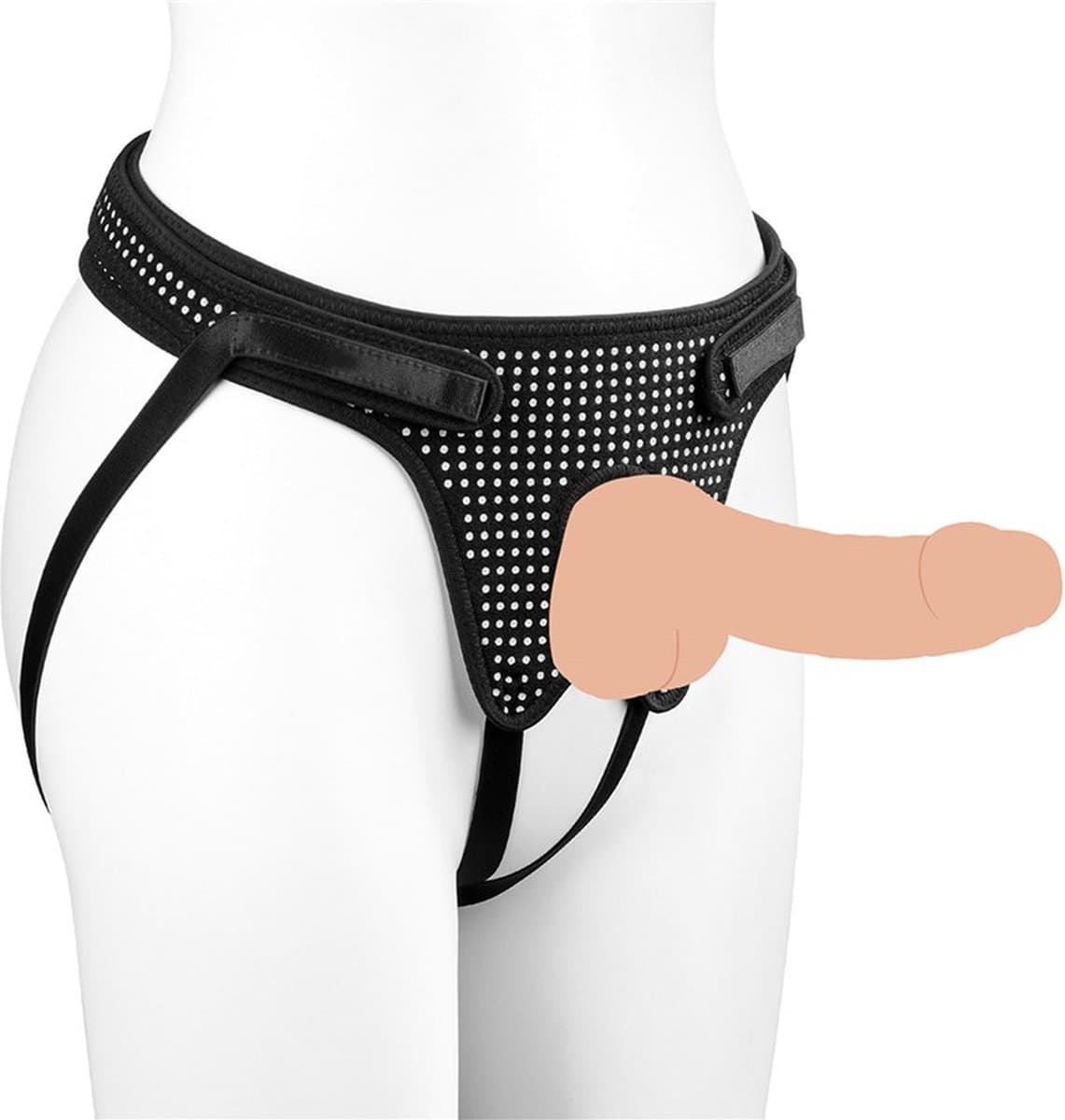 LoveToy - Easy Strap-on Harnas (zonder dildo) - Zwart & Wit — afbeelding 1
