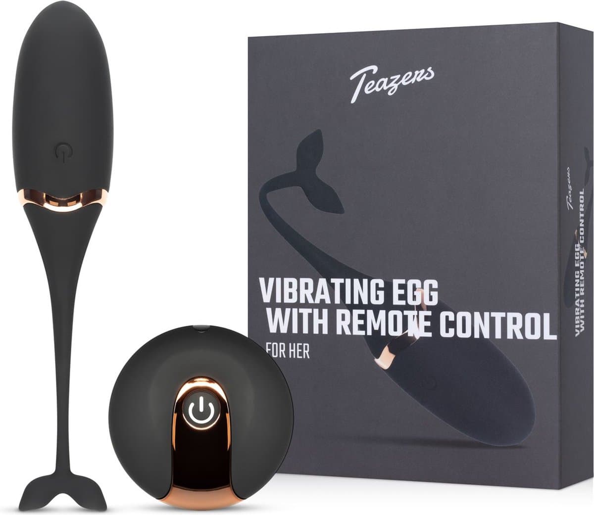 Teazers - Luxe Vibrerend Ei met Afstandsbediening - Vibratie Eitje - Oplaadbaar - Sex Toys voor Vrouwen - Vibrators voor Vrouwen - Vibratie Ei met Afstandsbediening - Sex Toys voor Koppels - Zwart/Goud — afbeelding 1