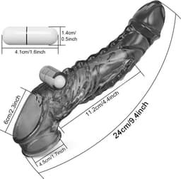 Penis sleeve Vibrerend - Oprekbare Sleeve - Cockring - Penis Verlenger - Open Balzak — thumbnail 2