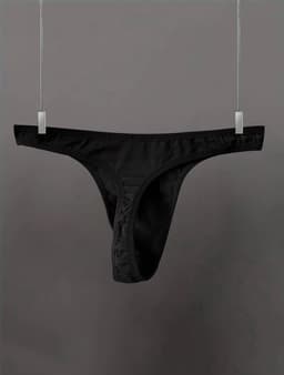 Sexy Zwarte Heren String – Lage Taille, Ademend Ondergoed met I Love My Wife Print — thumbnail 5