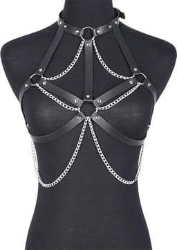 WiseGoods Premium Sexy Body Chain - SM Sex Accessoires - Sex Toys - Lingerie - Erotisch - Erotiek Riemen - Cadeau - Zwart / Zilver — thumbnail 1