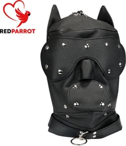 Leren fetisj masker - BDSM - Rollenspel - Dominantie - 3 in 1 - Erotisch masker - Hond - Verstelbaar - Kunstleer — thumbnail 4
