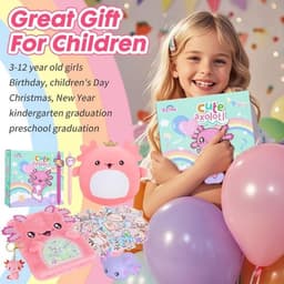 Cadeaus voor meiden: Axolotl Pluche Dieren, Dagboek, Balpen en Stickers — thumbnail 3