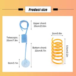 Speelset voor Katten, 3 Stuks Kattenspeelgoed Zelf Hangend Deurframe voor Binnen met Zuignap, 8 Stuks Kleurrijke Plastic Spiraal Veren Kattenspeelgoed — thumbnail 2