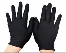 Katoenen handschoenen Zwart L - 12Stuks/6Paar Beschermende Handschoenen - Gezondheidszorg - Ziekenhuis - Beauty Center - Kapper - Salon Spa Tattoo – Jewelry - Eczeem - Allergie - Handcrème - Juweliers - Munt handschoen — thumbnail 2
