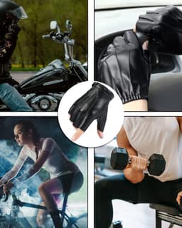 Handschoenen, vingerloze handschoenen, PU-kunstleer, halve vingers, touchscreen-handschoenen, voor motorfiets, fietsen, klimmen, fitnessstudio, outdoor, sport, mannen, vrouwen, tieners — thumbnail 3