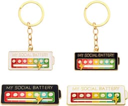 Mijn Sociale Batterij Speld, 2 Grappige Broche voor Sociale Stemming voor 7 Dagen ＋2 Sleutelhanger Schuiver Sociale Batterij Badge, Grappige Sociale Batterij voor Zelfexpressie — thumbnail 1
