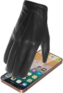 Heren Dunne Ongevoerde lederen politie dienst handschoenen GM031EU — thumbnail 1