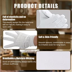 Handschoenen, nylon, witte genaaide handschoenen met drukknoop, voor parade, Sinterklaas, ceremonies en teamuniformen, antistatisch, wasbaar en herbruikbaar voor formele — thumbnail 5