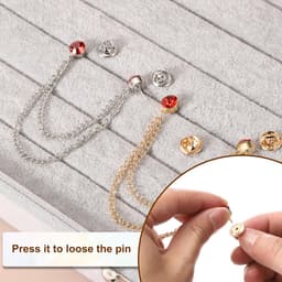 Rhinestone Ketting Broch Pins, Ronde Kristallen Kwastje Ketting Hangende Mode Kristal Revers Speldjes voor Vrouwen Mannen Kleding Mantel Hoed Tas Zilverkleurig (Donkerblauw) — thumbnail 3