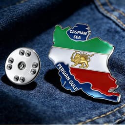Iran Vlag Pin Bulk Roestvrij Stell Oude Perzische Iraanse Leeuw Zon en Kroon Revers Broche Erfgoed Sieraden Kleding Accessoires Souvenir Serie Badge Geschenken — thumbnail 3