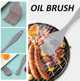 5 grijze heteluchtfriteuse-bekervormen met 1 grijze olieborstel, siliconen bakvormpjes, kleine puddingvormen, siliconen bakvormen voor het bereiden van pudding, cake, eieren enz. — thumbnail 1
