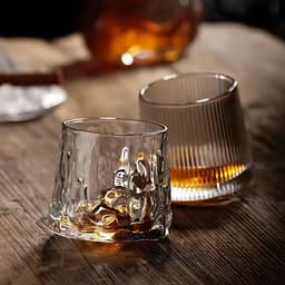 Whiskyglazenset van roterend glas, Wisky-glazen met bolvormige bodem voor proeverijen, 4 stuks, 4 stuks, speciaal voor rum, gin, amaro en sterke drank — thumbnail 2
