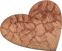Houten Hartpuzzel - Cadeau Doos - Romantisch Cadeau - 28 Redenen - 12.5 cm - Houtkleur — thumbnail 4
