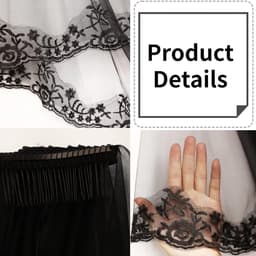 Black Lace Veil Halloween Veil Vintage Grave Veil Halloween Wedding 2 Tier with Comb for Costume Cosplay Day Of The - ShopVlot — thumbnail 2