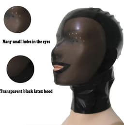 SnelShoppen - Unisex Fashion Latex Kap, Transparant Zwart Latex Masker met Achter Rits, XXL Geschikt voor Novelty Latex Clubwear en Feestkleding — thumbnail 5
