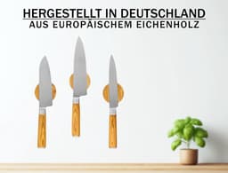 Magnetische houten mesblokhelder | Massief eikenhout | Om te lijmen - zonder boren | Duurzaam & Robuust | Eenvoudige montage | Sterke magneten | Zonder keukenmessen (Eiken, 3er) — thumbnail 5