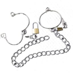 Nooitmeersaai - Handboeien met ketting en sloten - Metaal - Zilver - 8x6.3cm — thumbnail 1