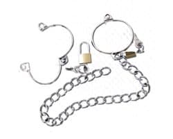 Nooitmeersaai - Handboeien met ketting en sloten - Metaal - Zilver - 8x6.3cm