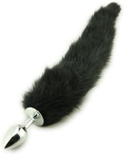 Kleine Buttplug met zwarte staart - Buttplug met vossenstaart - Vossenstaart van 40CM - Zwart - Anaal - Plug - Sexspeeltje - Sextoy - Pluche buttplug - Erotiek - CHPN — thumbnail 2