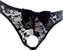 BamBella ® - Slip - maat Onesize S/M - zwart Sexy erotische heren onderbroek mannen kant stof strik — thumbnail 1