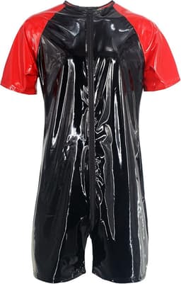 Heren Lakleren PVC Jumpsuit met Lange Rits Sexy Eendelig Slim Fit — thumbnail 5