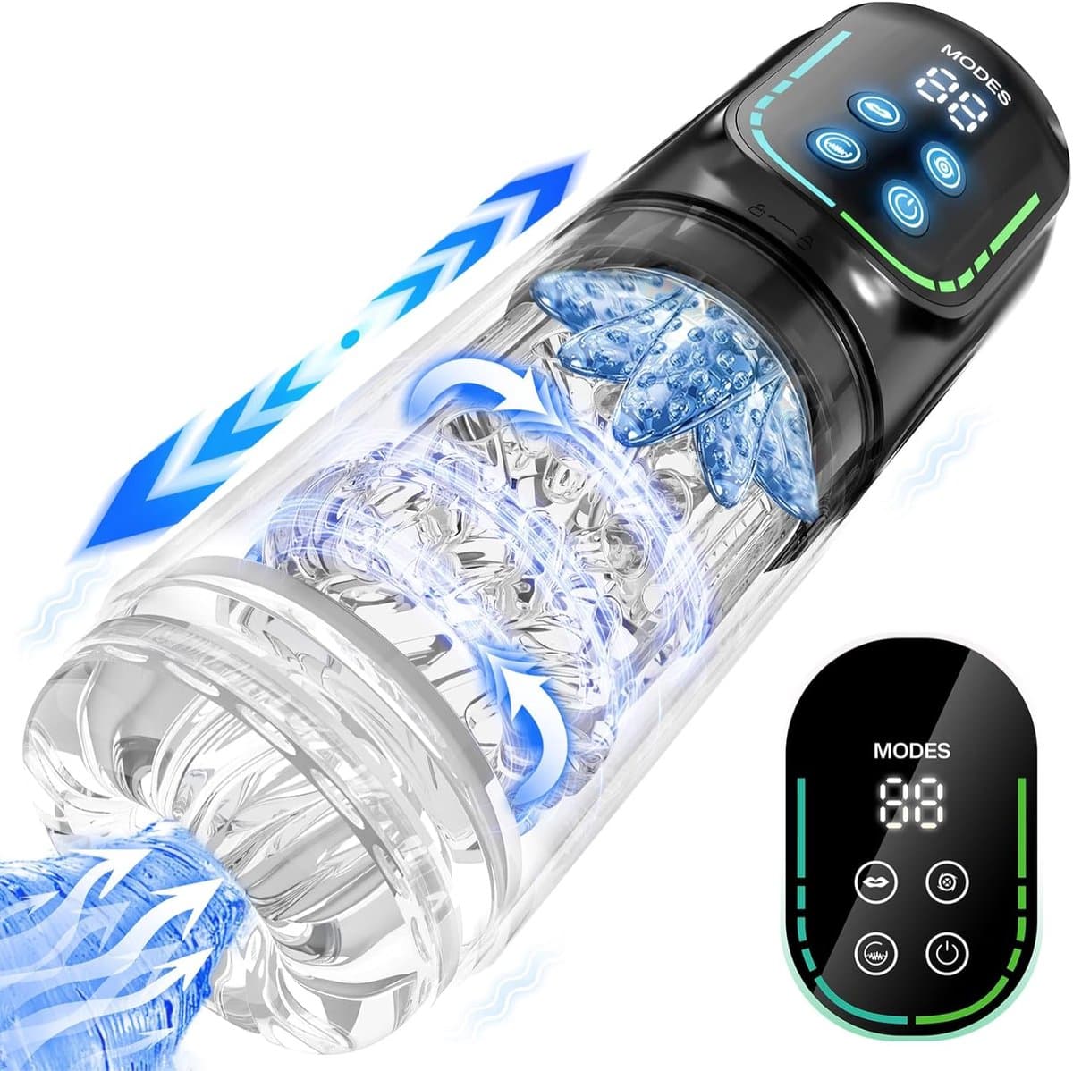 Pijpmachine Sex - 7 Standjes - Penis Vergroter - Zuigmachine - Voor Mannen - Blowjob Simulator - Penispomp - Elektrisch - Transparant - Met App Besturing - Discreet verzonden — afbeelding 1