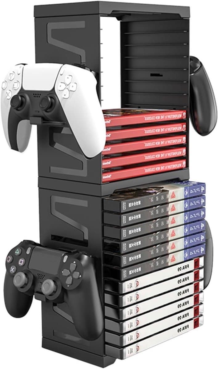 Game-geheugentoren voor PS5/PS4/Xbox, 24 games capaciteit, controller-houders — afbeelding 1