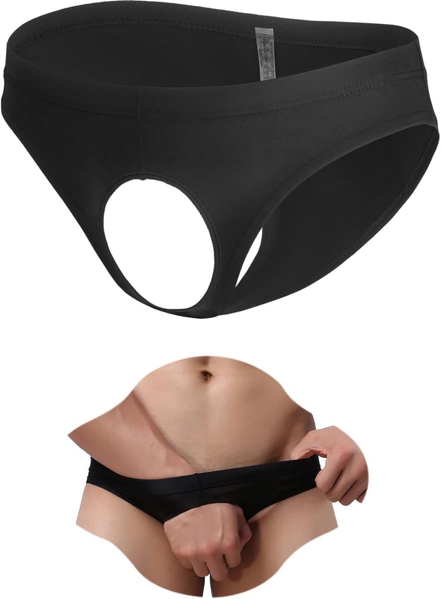 Sexy Heren String Slip met Open Voorkant - Lage Taille Ondergoed van Ademende IJszijde — afbeelding 1